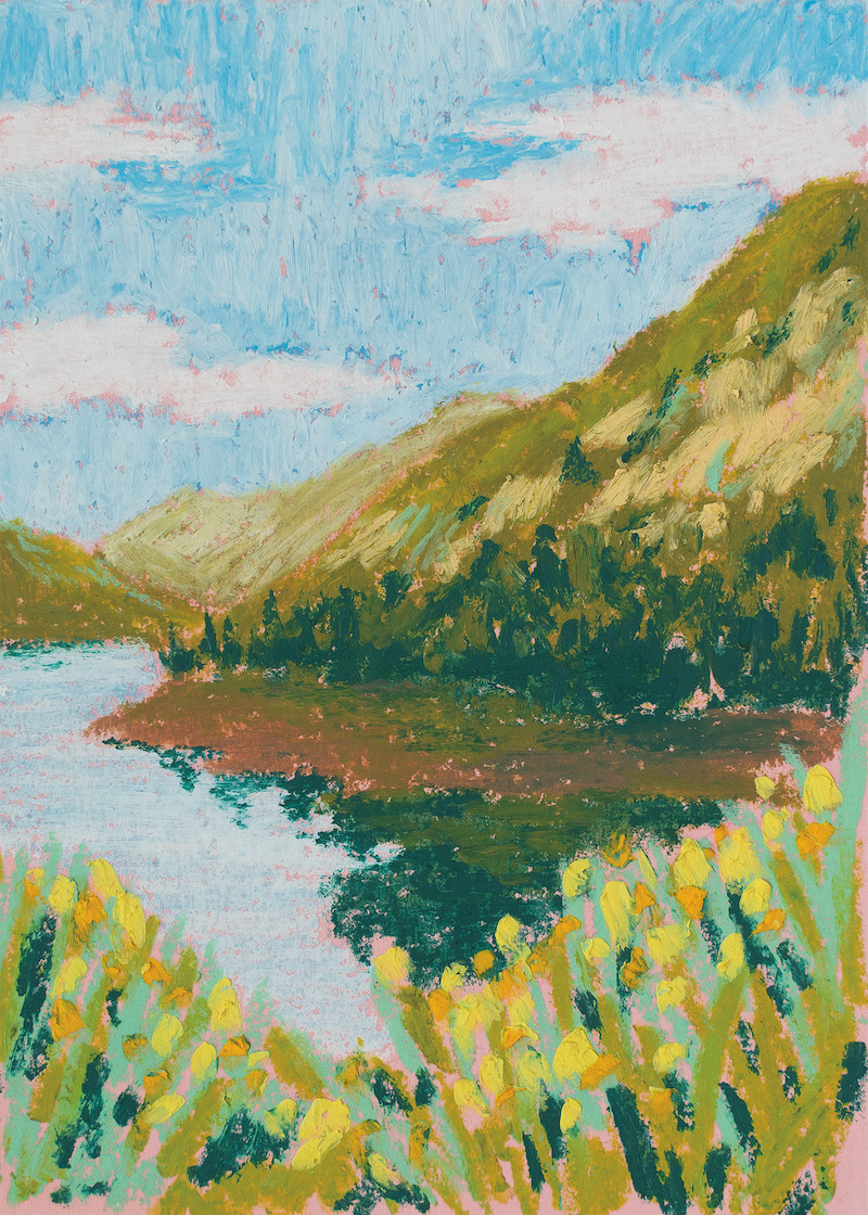 Italian Mountains Oil Pastel Painting - Christiana Walther